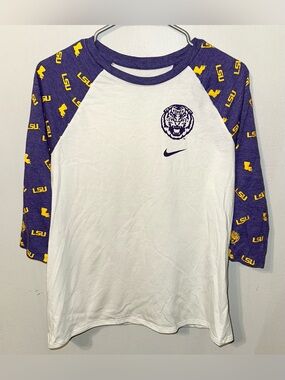 LSU Nike Raglan Shirt - Purple and White